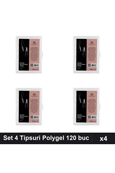 global fashion Set 4 Tipsuri Reutilizabile Polygel 120 buc, Formă Apex, Exten...