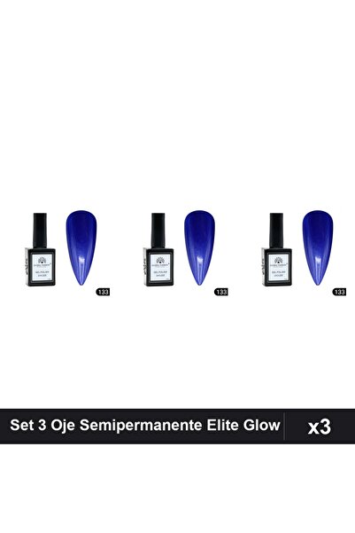 global fashion Set 3 Oje Semipermanente Elite Glow 15ml, Gel Polish UV/LED