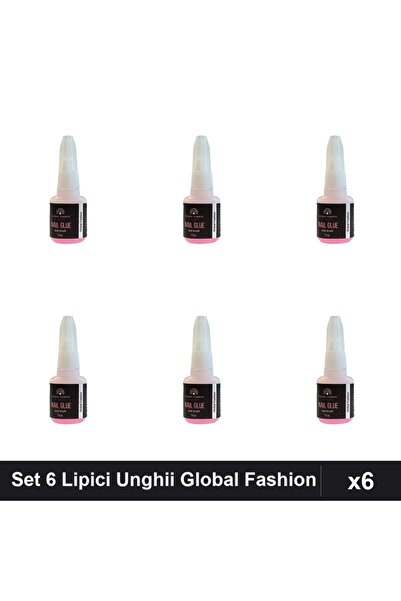 global fashion Set 6 Lipici Unghii Nail Glue 10g, Adeziv Profesional cu Pensula