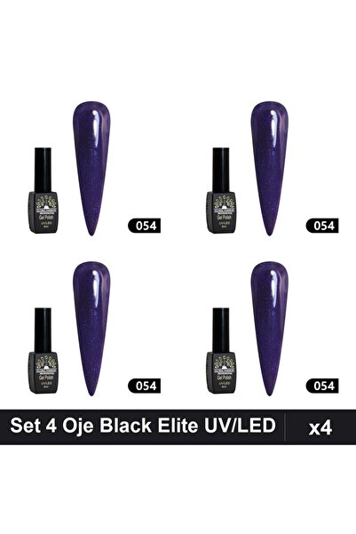 global fashion Set 4 Oje Semipermanente Black Elite 8ml, Manichiura UV/LED Pr...