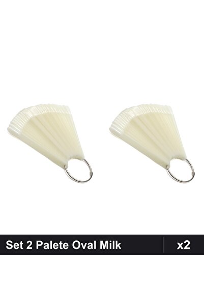 NAİLS Set 2 Palete Oval pentru Exersat Unghii cu Inel, 50 Tipsuri Milk, Manic...