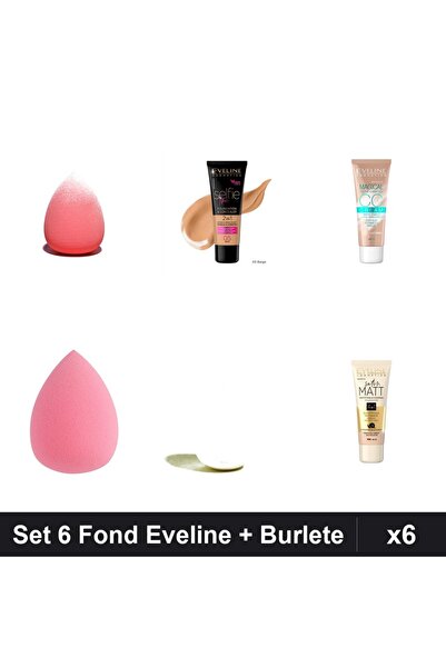 Makeup Set 6 Fonturi Eveline Cosmetics Beige, 3 Burlete Extra-Soft, Selfie Ti...