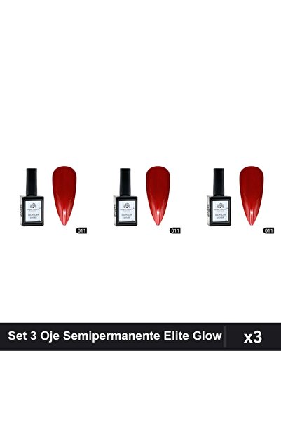 global fashion Set 3 Oje Semipermanente Elite Glow 15ml, Gel Polish UV/LED
