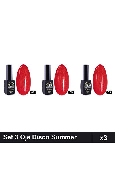 global fashion Set 3 Oje Semipermanente Disco Summer 09, 8ml, Manichiura UV/LED