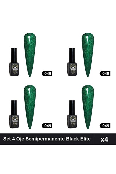 global fashion Set 4 Oje Semipermanente Black Elite 8ml, Manichiura UV/LED, N...