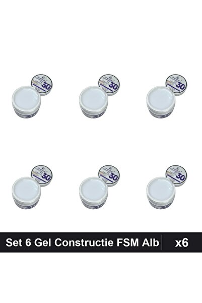 FSM Set of 6 UV LED Builder Gel 15g, Intense Milky White, Professional Manicure