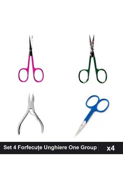 One Group Set 4 Forfecuțe Clești Unghiere One Group, Profesional Cuticule și ...