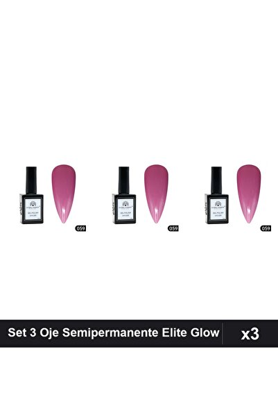 global fashion Set 3 Oje Semipermanente Elite Glow 15ml, Gel Polish UV/LED