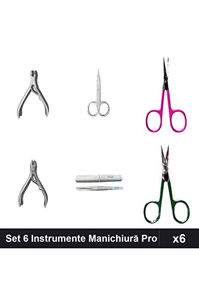 One Group Set 6 Instrumente Manichiură Profesională, Clești Pedichiură Forfec...