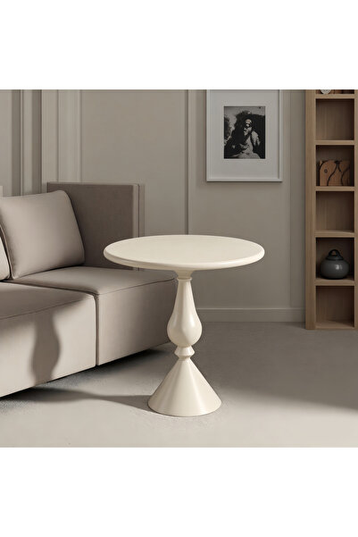 Shangxing Modern Round Pedestal Side Table, Minimalist Black/White Accent Cof...