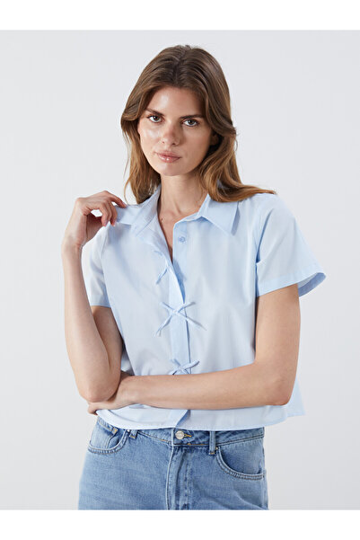 LC Waikiki Nevavm Women's Shirt with Oval Collar and Bow Detail