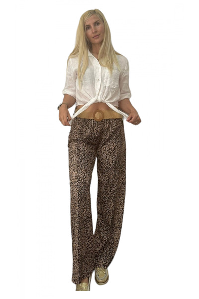 OEM Pantaloni dama cu curea casual animal print - Azara - leo