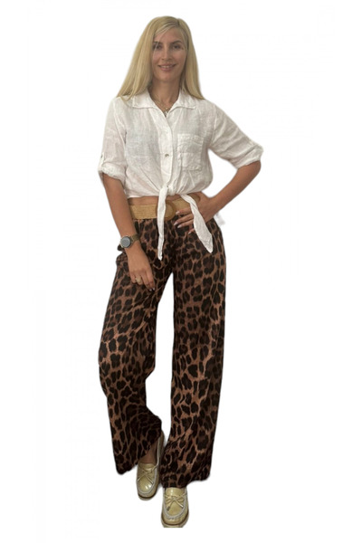 OEM Pantaloni dama cu curea casual animal print - Azara - leopard