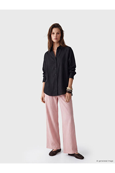 LC Waikiki Nevavm Textured Women's Trousers with Elastic Waist