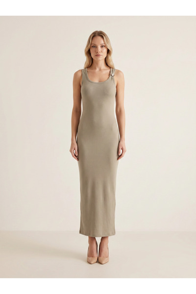ekawholesale Long Buckle Dress Ribbed Viscose Silky Cotton Lycra Camisole