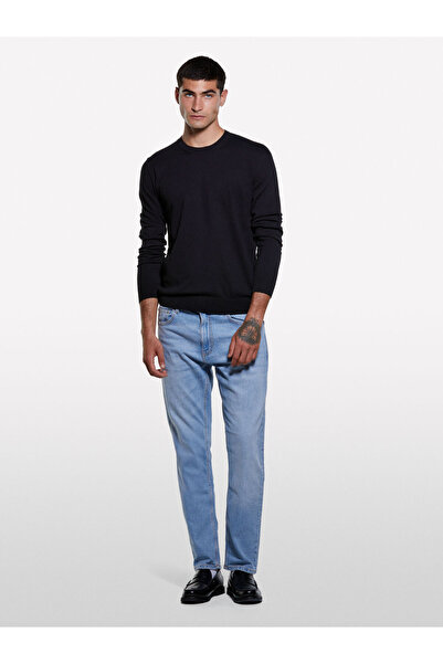 Sisley Cotton Blend Regular Fit Long Sleeve Ribbed Pullover Men's Black Sweat...