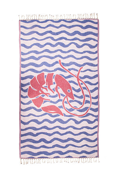 ANEMOSS Shrimp Design Printed Peshtemal 100% Cotton