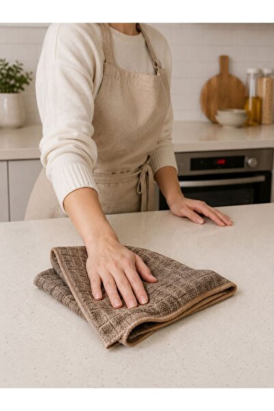 SİLVER HOME 3 Adet Kareli Mikrofiber Temizlik Bezi Ultra Emici İz Bırakmaz Kahverengi 40×40 Cm