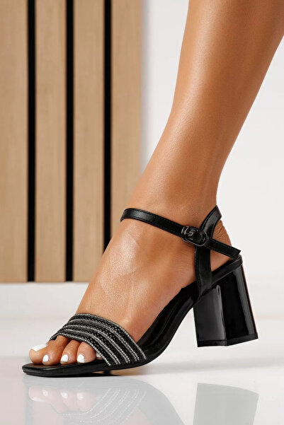 Zaira Women's black eco- Leather heeled Sandals Ayla #25284 - 40