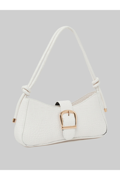Styli Croc Textured Buckle Detail Shoulder Bag
