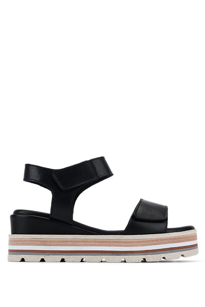 Tamer Tanca Women's Genuine Leather Black Flat Sandals