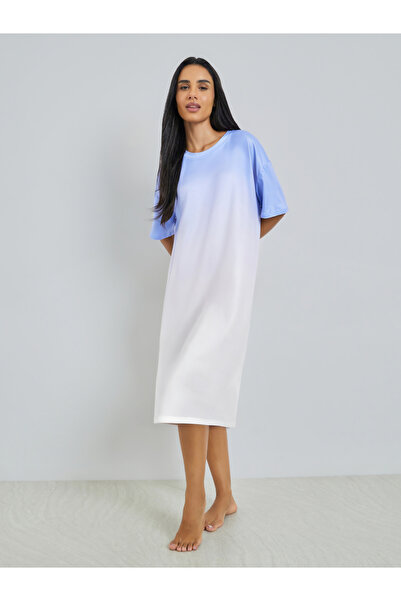 Styli Blue Ombre Look Sleep T-Shirt Dress