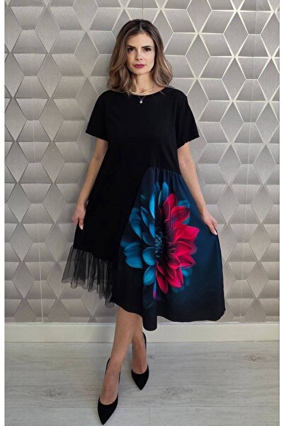 MAXORA SHOP Monique Short-Sleeved dress with 3D print