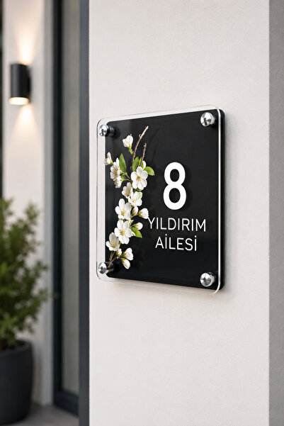 JHAAR Kişiye Özel Pleksi Kapı İsimliği – Modern & Lüks UV Baskılı Dekoratif K...
