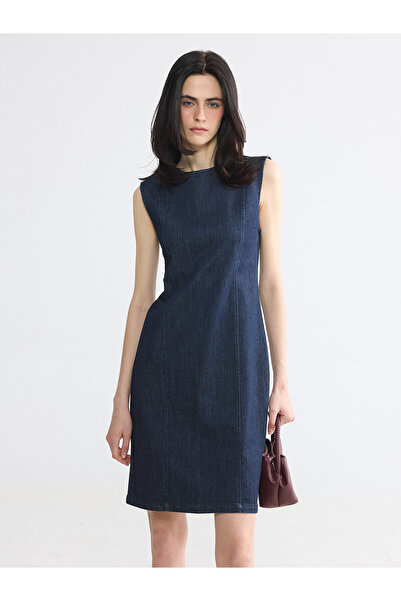 LC Waikiki Nevavm Oval Collar Mini Jean Dress with a Difference