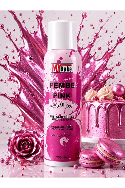 MY BAKE Metalik Sprey Gıda Boyası 250 ML – Pembe / Pink