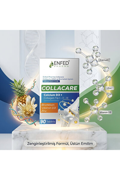 ENFED PHARMA Collacare Collagen Tip 1 Tip 2 Tip 3 Kalsiyum D3 MSM Bromelain v...