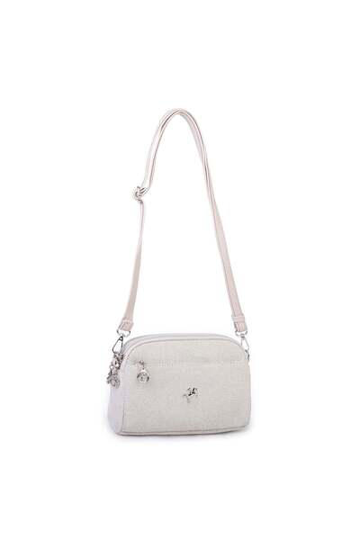 Nas Bag Kadın Günlük Sade Şık Çok Gözlü Çapraz Çanta (23x14 cm) Kum Kanvas