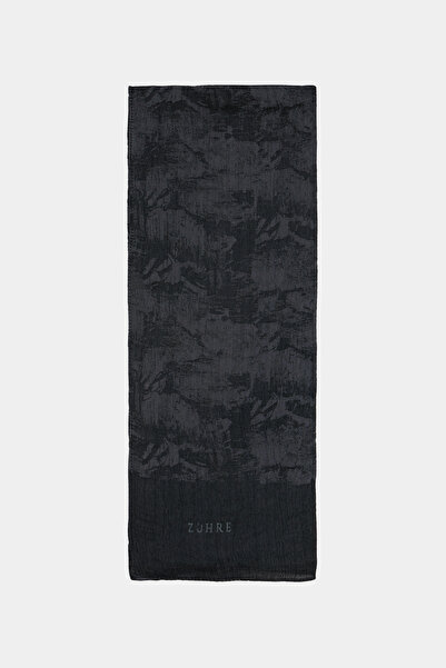 Zühre Brushed Textured Patterned Night Black Shawl 0057