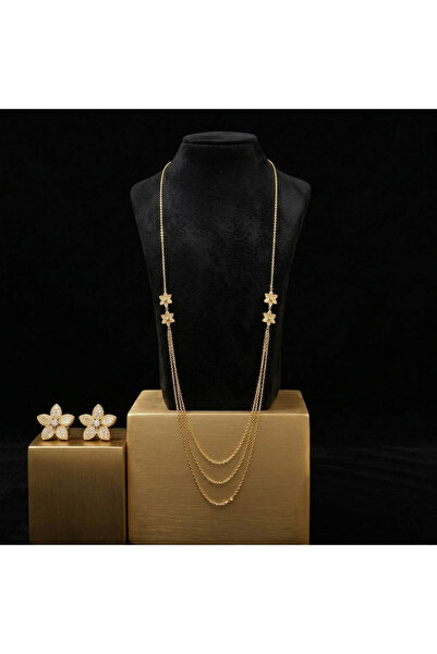 Generic Gold Tone Flower Jewelry Set for Women - Layered Floral Charm Necklac...