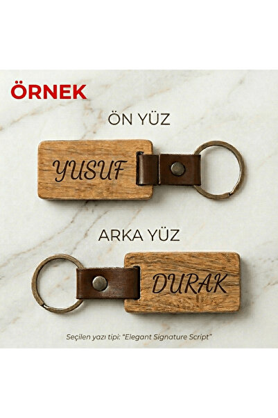 Germenicia Kişiye Özel İsimli Hakiki Deri Ve Ahşap Anahtarlık - Çift Taraflı ...