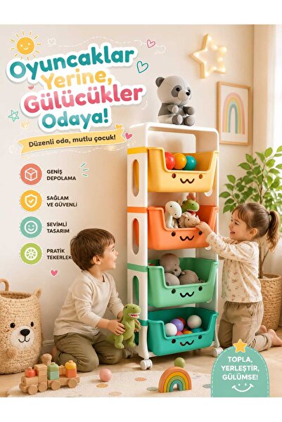 DEKOZUM RENKLİ DÜŞLER Oyuncak Dolabı Oyuncak Saklama Kutusu Oyuncak Box Çok A...