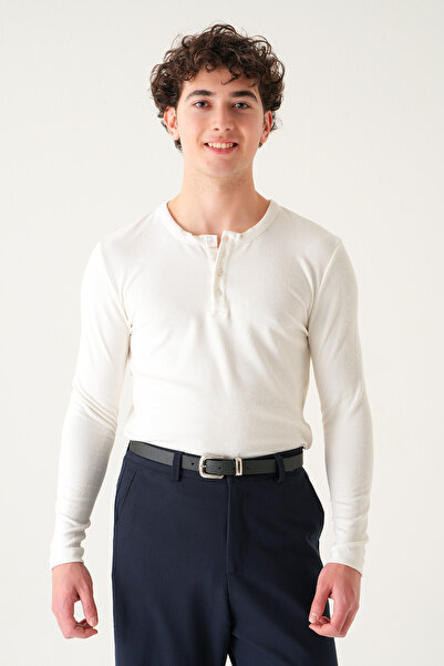 Gambocci Regular Fit Penye T-shirt | Uzun Kollu Linen Kumaş Erkek