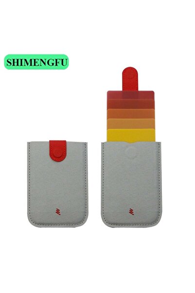 Other Magnetic Microfiber Fabric Wallet for Cards and Cash - Gray and Red