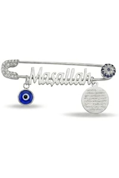 Yıldızan Nereze Baby Silver Mashallah Written Safety Pin 1089604