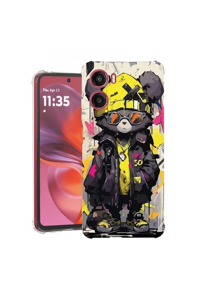 bestcase Калъф за Motorola Moto G05, Удароустойчив 1.5ММ, Мече в пастелни цве...