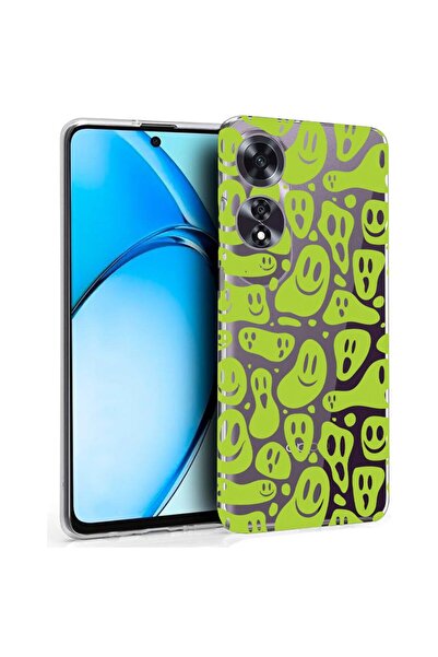 bestcase Husă pentru OPPO A60 4G, Silicon transparent 2MM, Green Acid Smiley,...