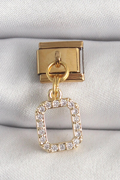 Generic Brand Mey Import ®   316L Steel Gold Color Dangle Square Zircon Stone...
