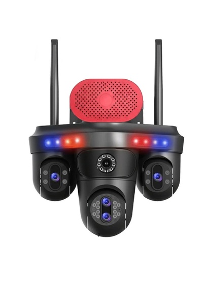 Esvision ES-705 Smart Güvenlik Kamerası 4 Lens Çakarlı Alert Sirenli Wi-fi Ptz