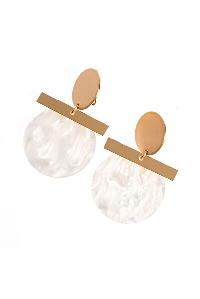 meli melo Elegant earrings with gold accents and round mother-of-pearl elements