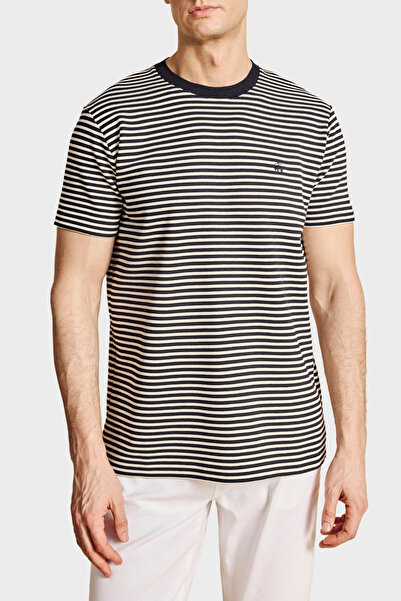 BROOKS BROTHERS Tricou cu dungi cu gât rotund pentru bărbați BBSS26MTS016157