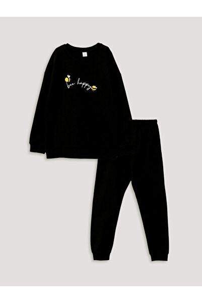 LC Waikiki Crew Neck Printed Long Sleeve Girls' Pyjama Set