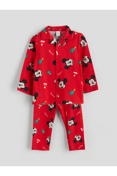 LC Waikiki Polo Neck Mickey Mouse Licensed Baby Boys' Pyjama Set