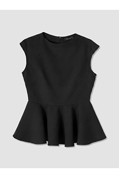 LC Waikiki Nevavm Farkıyla Oval Neckline Peplum Ruffle Blouse