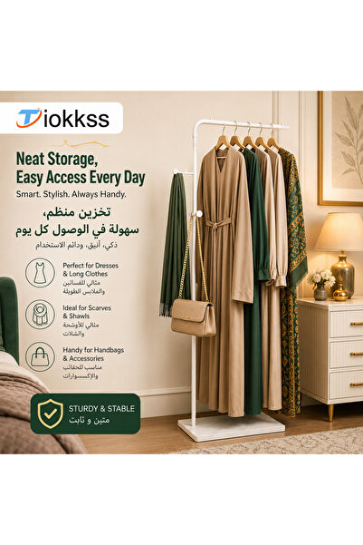 Tiokkss White Clothes Rack, 170cm Freestanding Garment Rack with 30cm Top Bar...