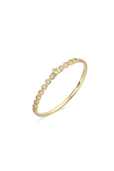 Lisa&Co. Inel Argint Bezel 56 mm / Argint placat cu aur galben / Zircon